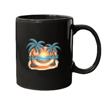 Discover Tropical Sunset Hammock Scene Mugs