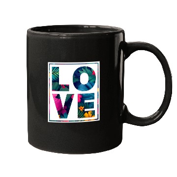 Discover LOVE Tropical Floral Typography- Bold Aesthetic Ar Mugs