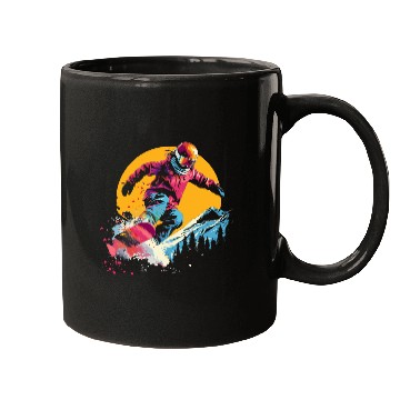 Discover Snowboarder Synthwave Mugs
