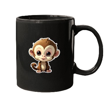Discover Monkey Chibi-Style Sticker Mugs