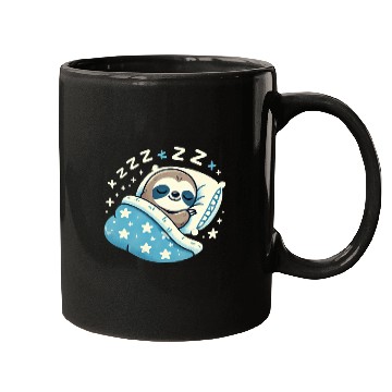 Discover Sloth Sleeping In Bed At Night Time Mugs