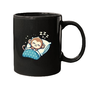 Discover Monkey Sleeping In Bed At Night Time Mugs