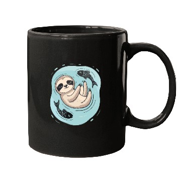 Discover Pisces Zodiac Sloth Relaxing with Fish Dreams Mugs