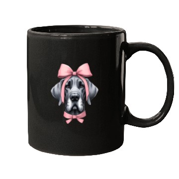 Discover Coquette Bow Great Dane Dog Mom Pink Ribbon Cute Mugs