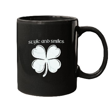 Discover Style and Smiles Large Clover Graphic and Text Mugs
