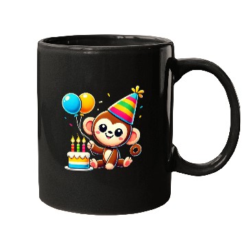 Discover Monkey Kid Celebrating Birthday Mugs