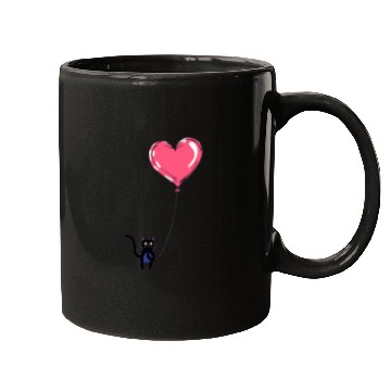 Discover Cat Holding a Heart-Shaped Balloon Mugs