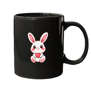 Discover Sweet bunny embracing a heart in its paws Mugs