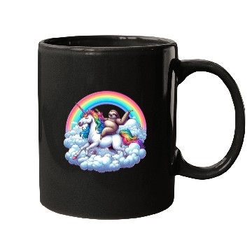 Discover Sloth Riding Unicorn Under Rainbow Fantasy Mugs