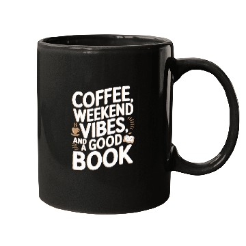 Discover Coffee, weekend vibes, and a good book Mugs
