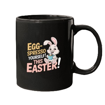 Discover Egg-spresso Yourself! Easter Bunny with Coffee cup Mugs