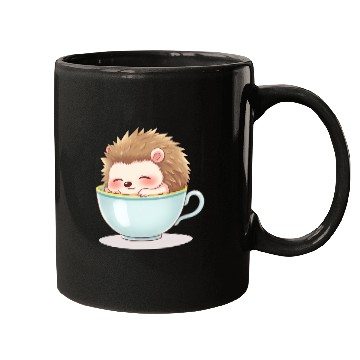 Discover Cute hedgehog relaxing in a light blue cup Mugs