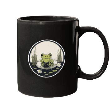 Discover Serene Frog in a Tranquil Pond Mugs