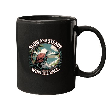 Discover Slow And Steady Turtle Wins The Race Illustration Mugs