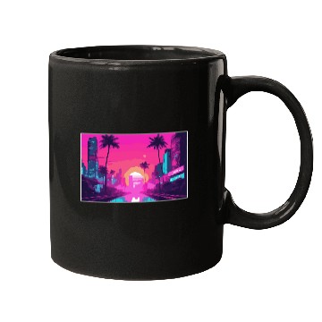 Discover Neon Paradise Vaporwave Sunset Vibes Mugs