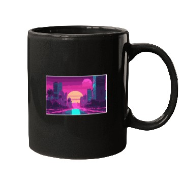 Discover Neon Paradise Vaporwave Sunset Vibes Mugs