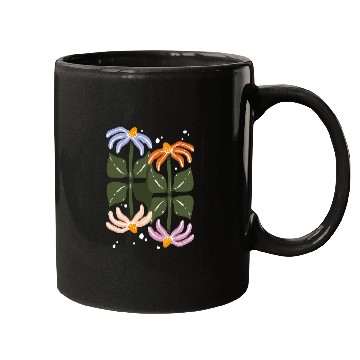 Discover Four Blooms – Abstract Garden Tile Mugs