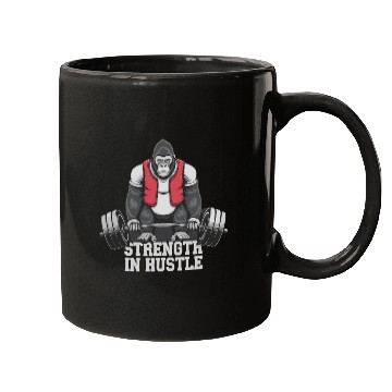 Discover Strength in Hustle Gorilla Gym Motivation Mugs