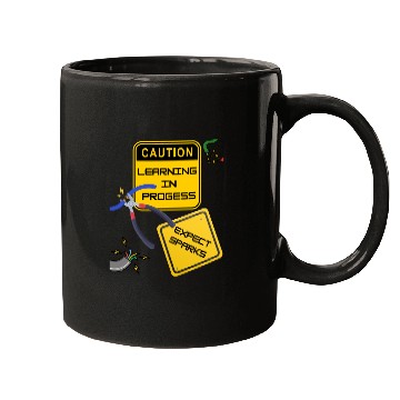 Discover Caution: Learning in Progress – Expect Sparks Mugs