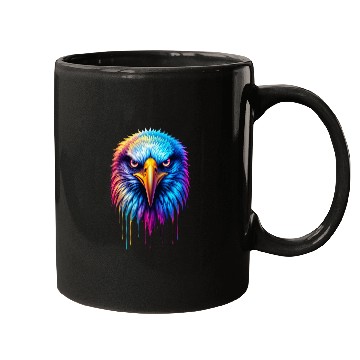 Discover Hyper-Realistic Neon Graffiti Eagle Face –Product Mugs