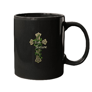 Discover Celtic Cross Faith & Fortune Shamrock Design Mugs
