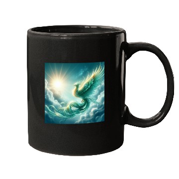 Discover Green & Gold Rising Phoenix Mugs