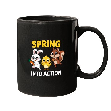 Discover Spring Into Action- Cute Bunny, Chick and Squirrel Mugs