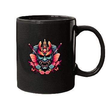 Discover Artistic Japanese Samurai Oni Mask Mugs