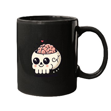 Discover Cute Skull with Brain & Heart Mugs
