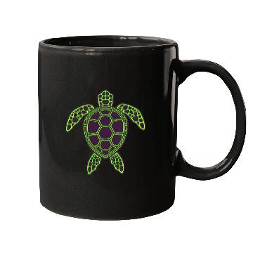 Discover Green Neon Lava Sea Turtle Design Mugs