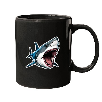Discover Big White Shark Attack Mugs