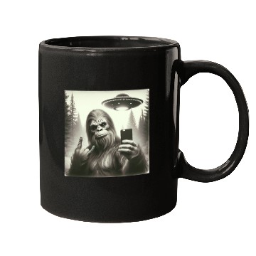 Discover Retro Bigfoot Selfie with UFO Mugs