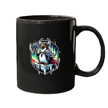 Discover Viking Penguin Conquering Northern Lights Mugs
