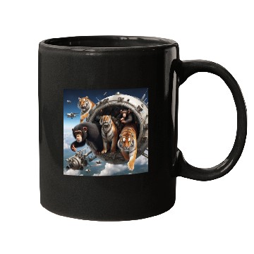 Discover Tigers and chimpanzees and bears spacecraft Mugs