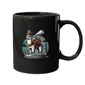 Discover Steampunk Llama With Top Hat and Gears Mugs