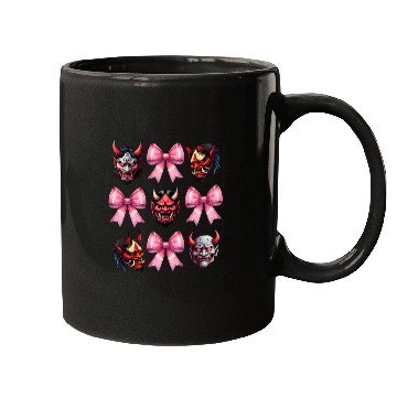 Discover Coquette Bow Oni Yokai Devil Mask Pink Mothers Day Mugs