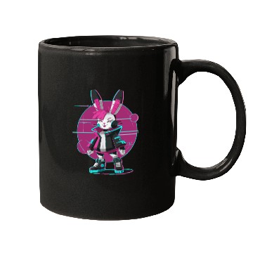 Discover Cyber Bunny with Futuristic Style and Neon Colors Mugs