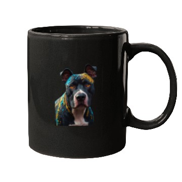Discover A graffiti-style pitbull portrait, colorful street Mugs