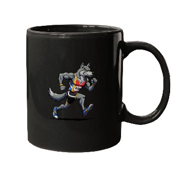 Discover Wolf marathon runner Mugs