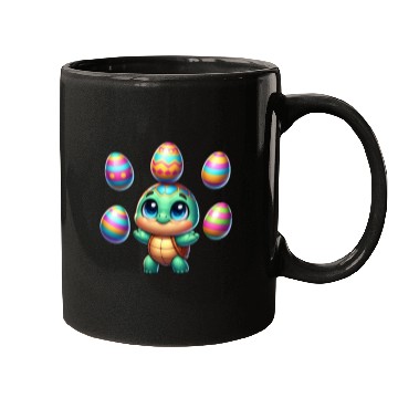 Discover Turtle juggling colorful Easter eggs Mugs