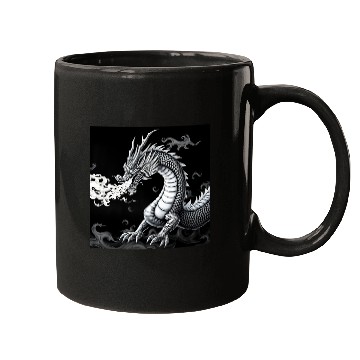 Discover A classic dragon breathing fire Merch Mugs