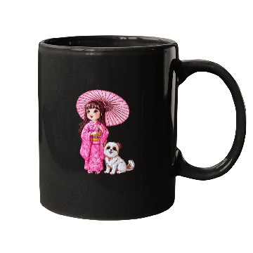 Discover Kimono Girl & Her Loyal Pup Mugs