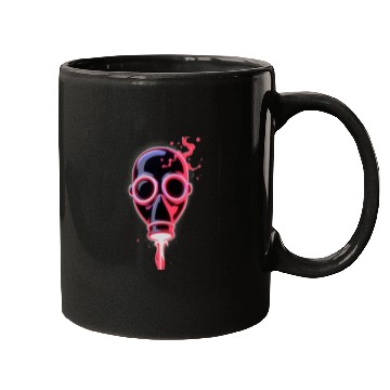 Discover Neon Cyberpunk Gas Mask – Glowing Apocalypse Art Mugs