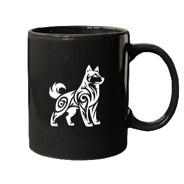 Discover Wolf With Tribal Pattern Mystic Husky Dog Mugs