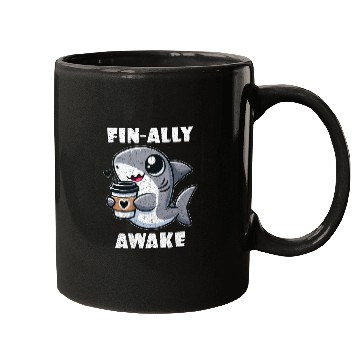 Discover Fin-ally Awake Coffee Shark lover Mugs