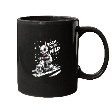 Discover Born to Be Wild - Skull Devil on Scooter Mugs