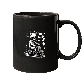 Discover Born to Be Wild - Skull Devil on Scooter Mugs