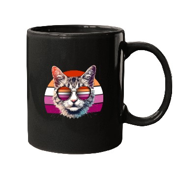 Discover Lesbian Pride Cool Cat with Sunglasses Mugs