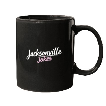 Discover Jacksonville Jokes Brushstroke Text Design in Pink Mugs