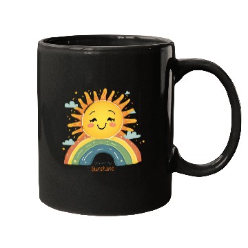 Discover You Are My Sunshine – Happy Sun & Rainbow Design Mugs